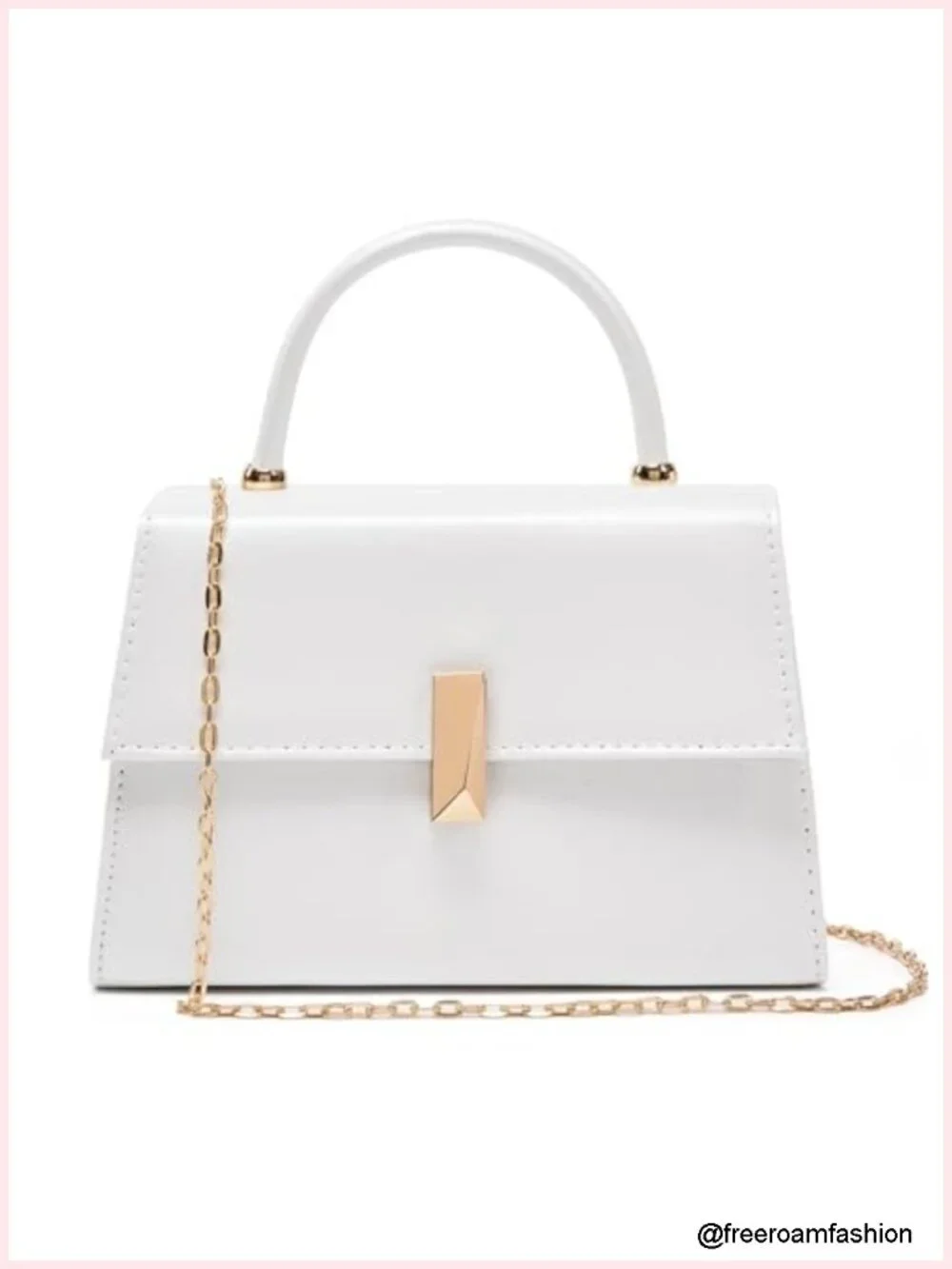 Evening Handbag PU Leather Top Handle Clutch Purse with Gold Metal Clasp Party